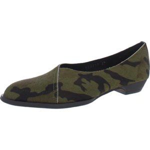 ALL BLACK Overlap Calf Hair Kitten Heels in Camouflage Green Size US 6.5